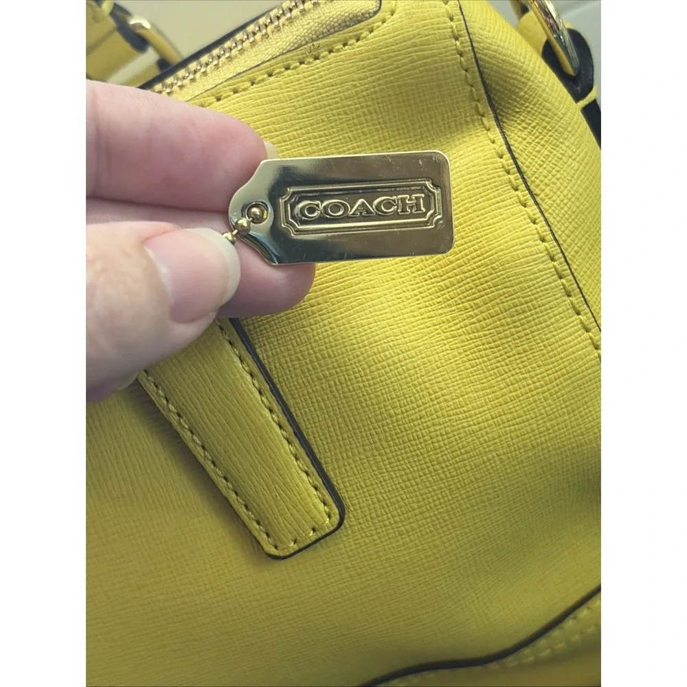 Coach Saffiano Leather Mini Satchel Handbag Yellow W/ Hangtag Double Straps